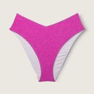 High waisted Shimmer cheeky bikini bottom size small pink VS Pink